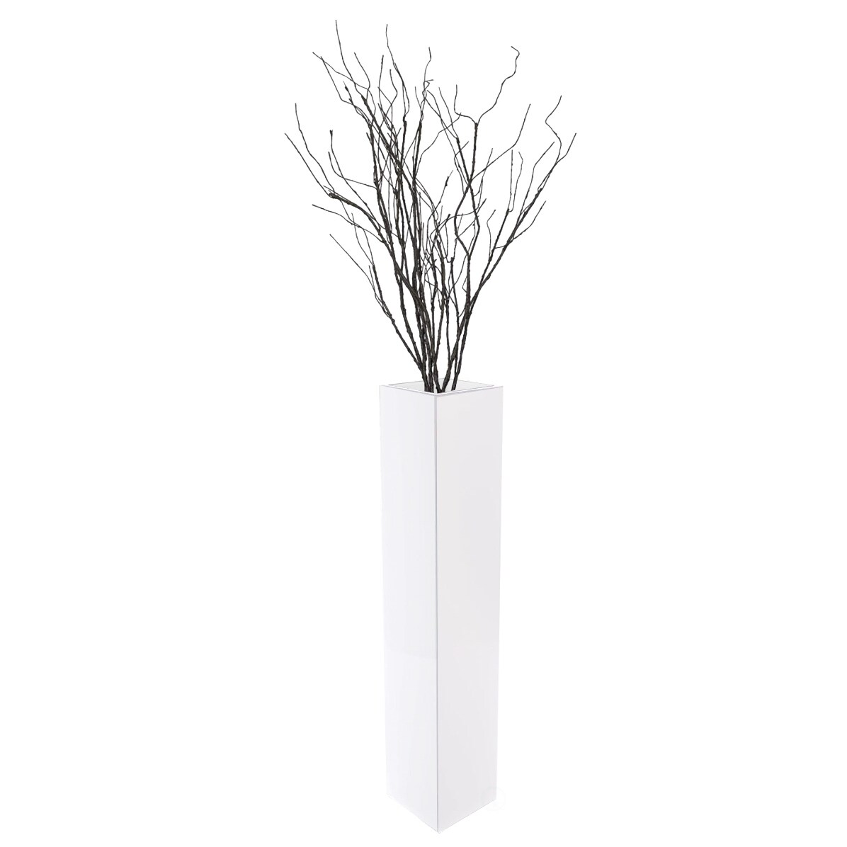 Tall Rectangular Wooden Floor Vase White Large Small Modern