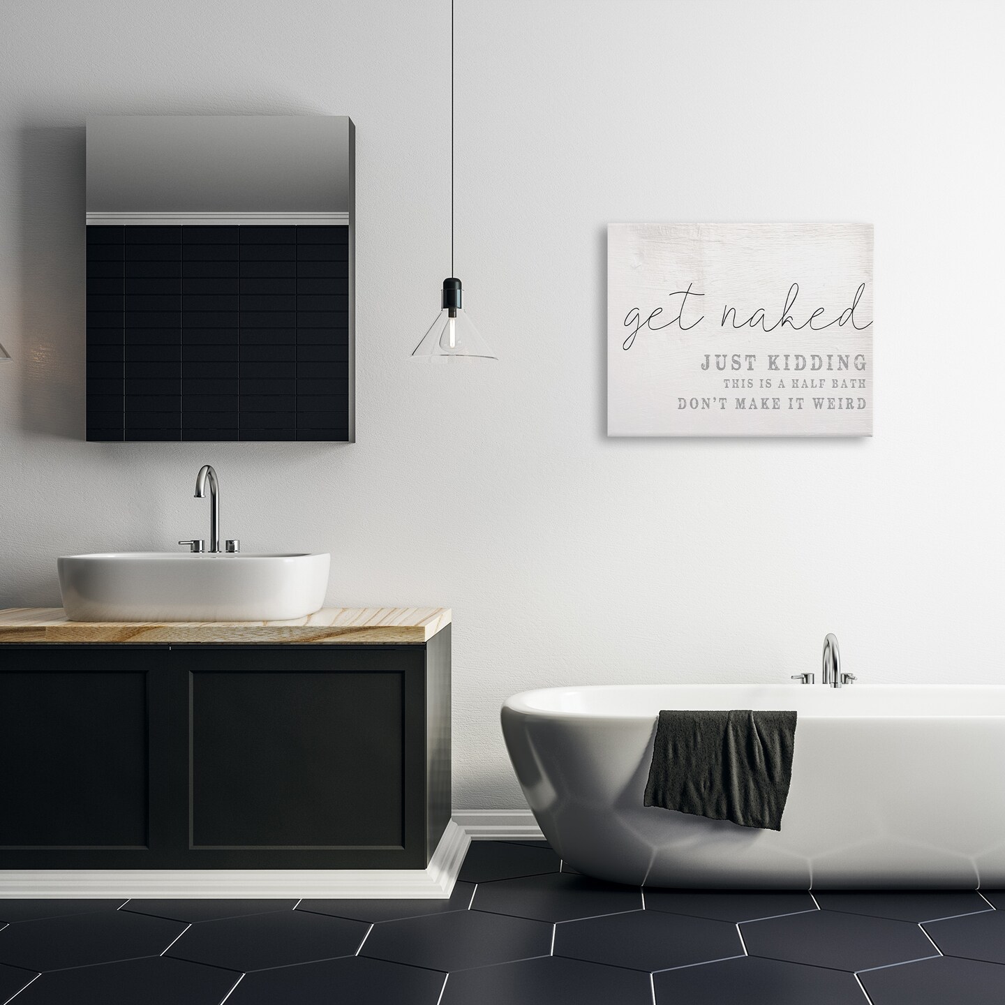 Stupell Industries Get Naked Half Bath Humor Canvas Wall Art