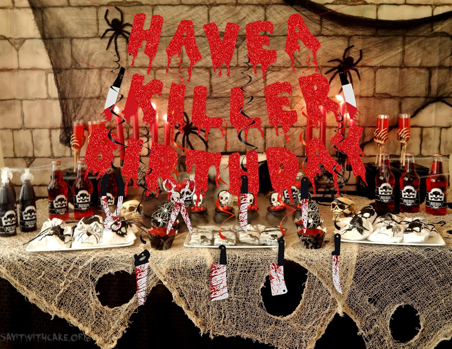 Halloween Horror Birthday Party Decorations, Halloween Bloody Horror Movie Birthday Party Decorations, Halloween Zombie Vampire Party Decorations