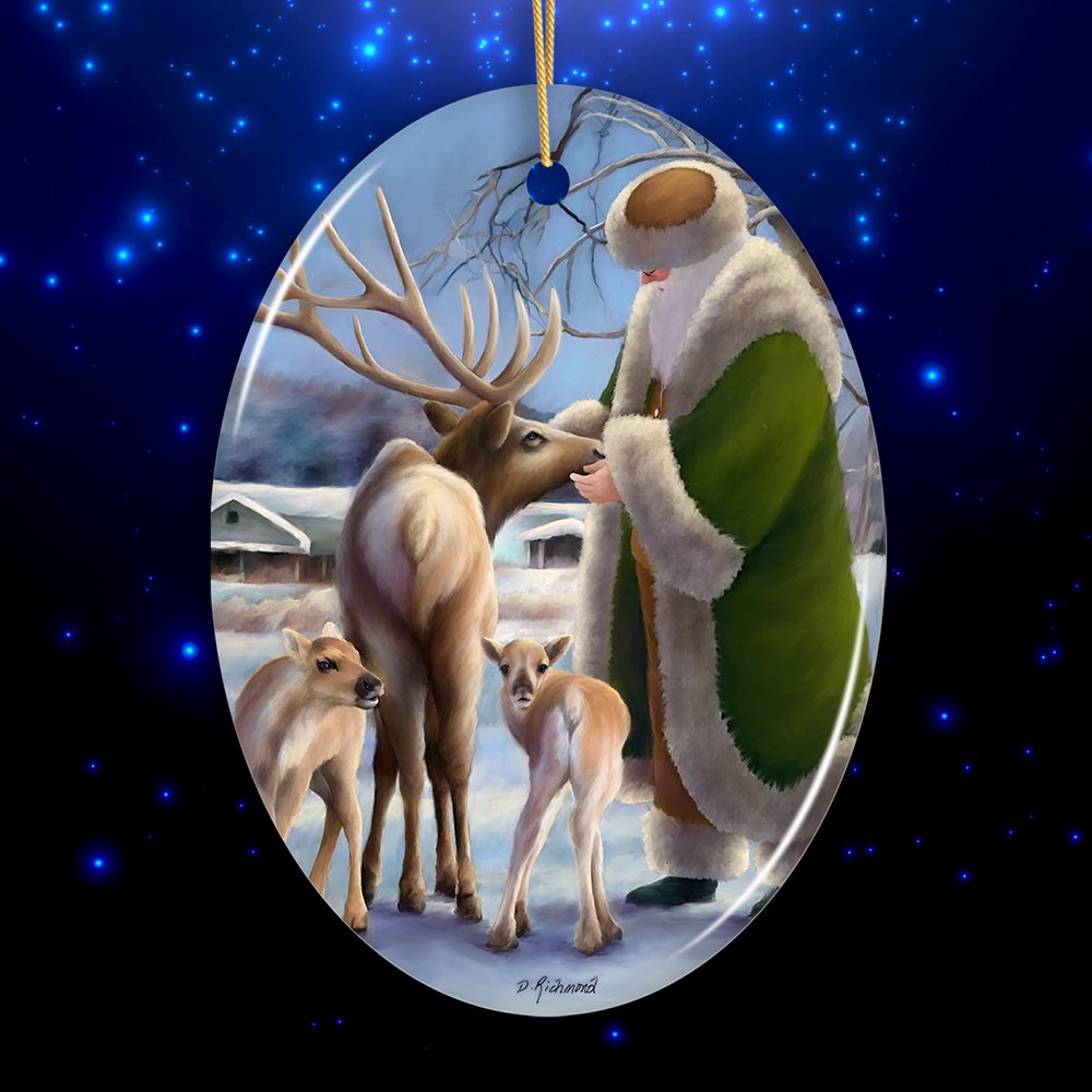 Santa&#x27;s Reindeer Farm Christmas Ornament