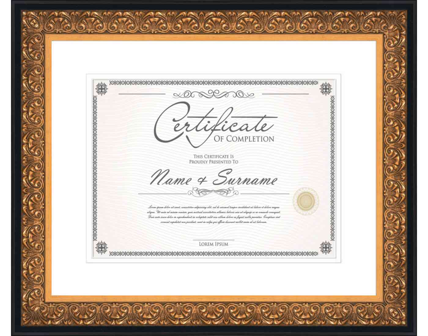 Gold Diploma Frame for Certificate, Acid-Free White Mat, UV Acrylic, Backing, and Hanging Hardware, 8 Sizes Available