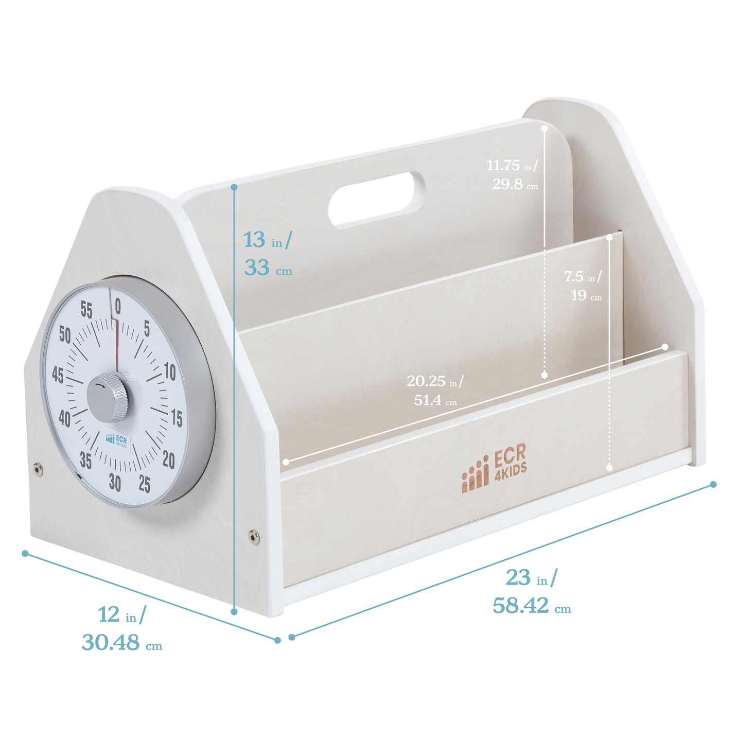 Double-Sided Book Caddy with Countdown Timer, Portable Library