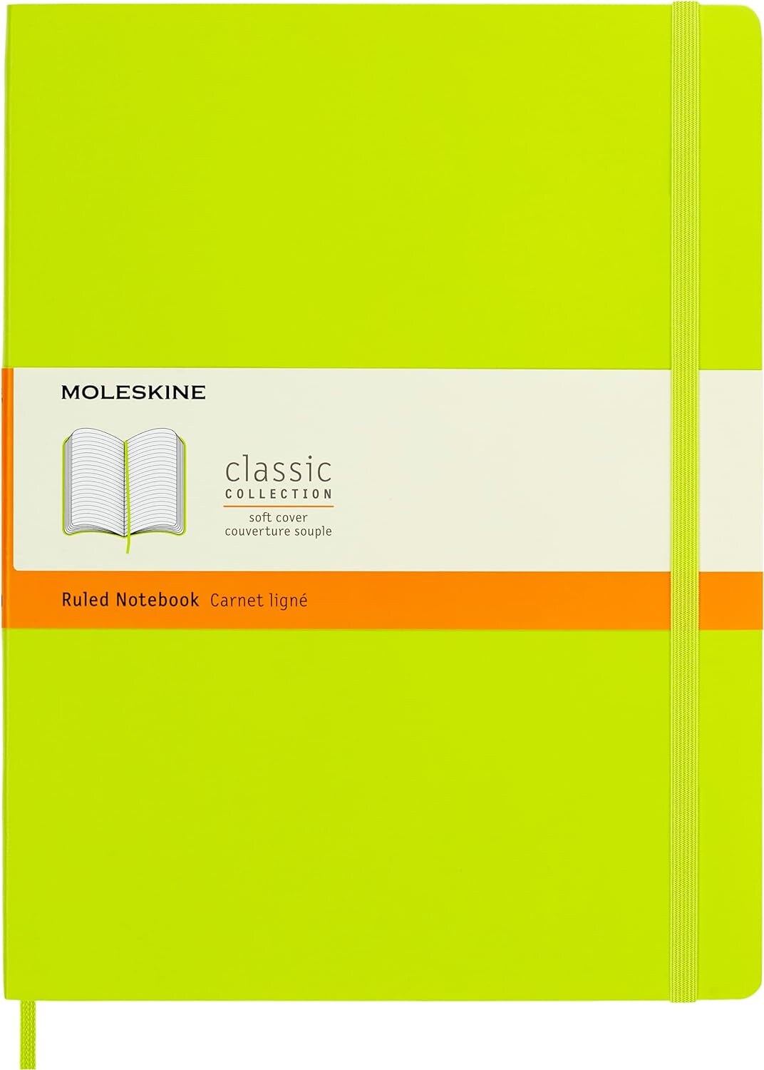 Classic Notebook, Soft Cover, XL (7.5&#x22; X 9.5&#x22;) Ruled/Lined, Lemon Green, 192 Pages