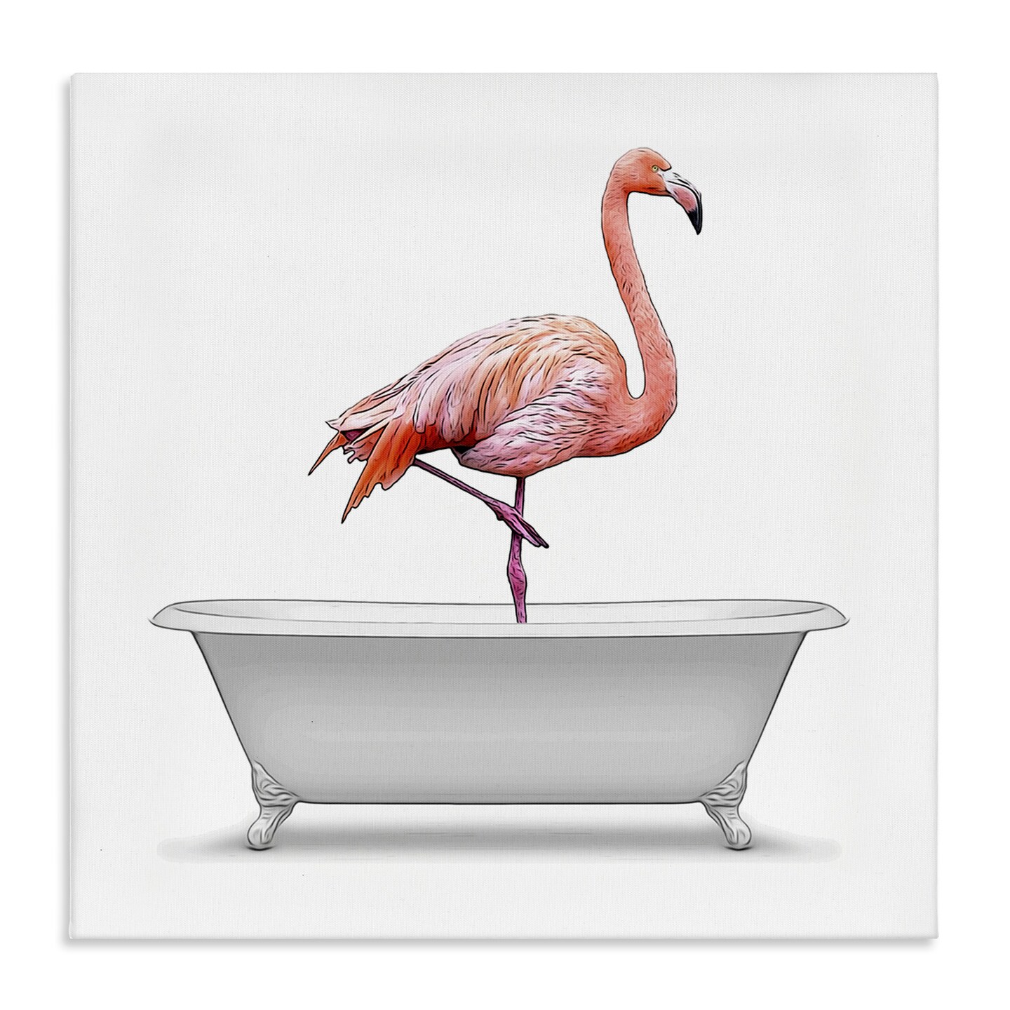 Stupell Industries Flamingo Standing Antique Bathtub Canvas Wall Art