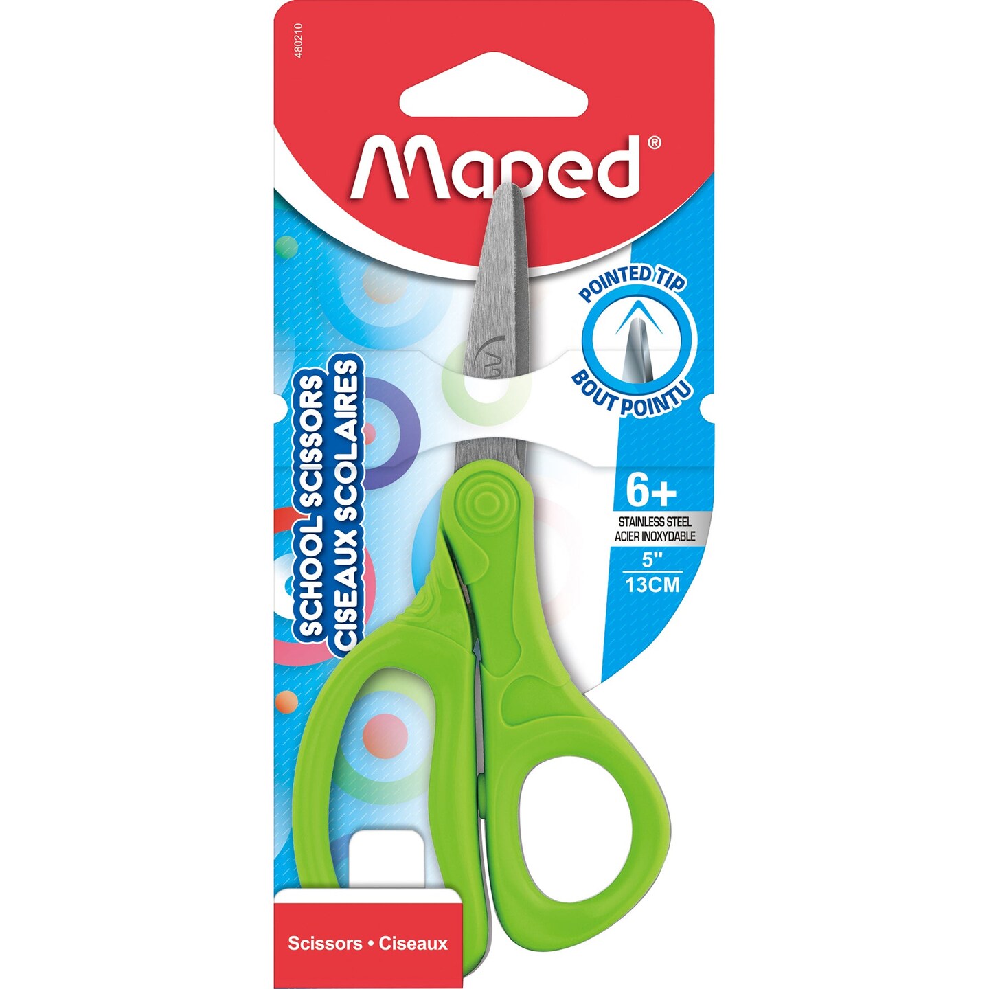 Essential 5&#x22; Pointed School Scissors, Assorted Colors, Retail Packaging