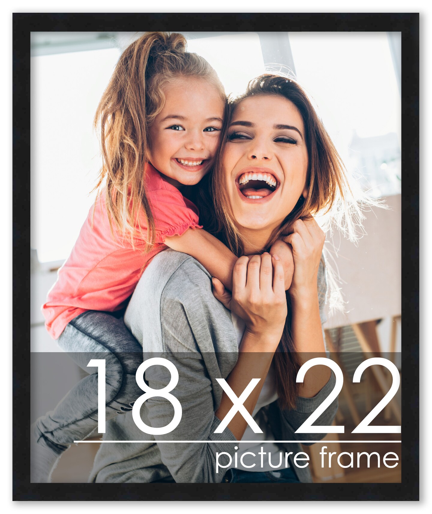 18x22 Solid Wood Picture Frame with UV-Resistant Acrylic &#x26; Acid-Free Backing, Available in 6 Finishes: Matte Black, Matte White, Metallic Bronze, Silver, Natural Wood Grain &#x26; Mahogany
