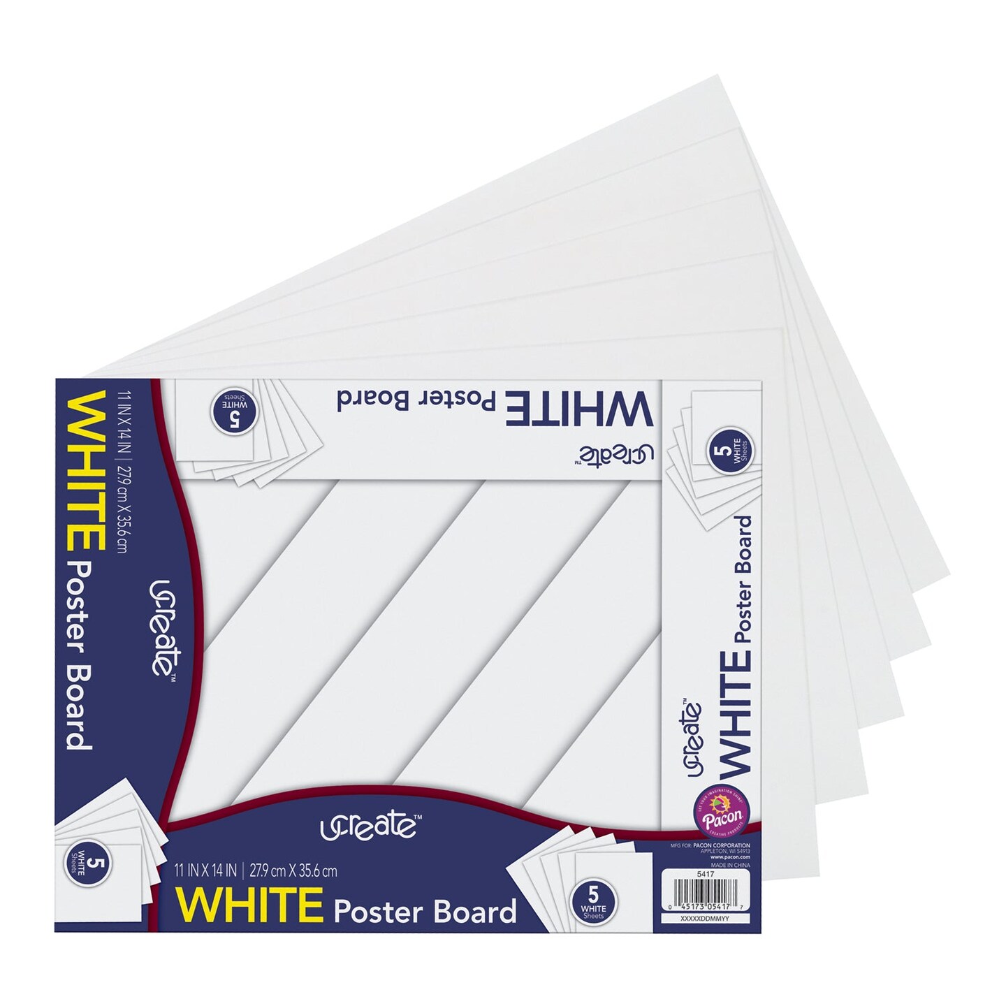 Poster Board, White, 11&#x22; x 14&#x22;, 5 Sheets