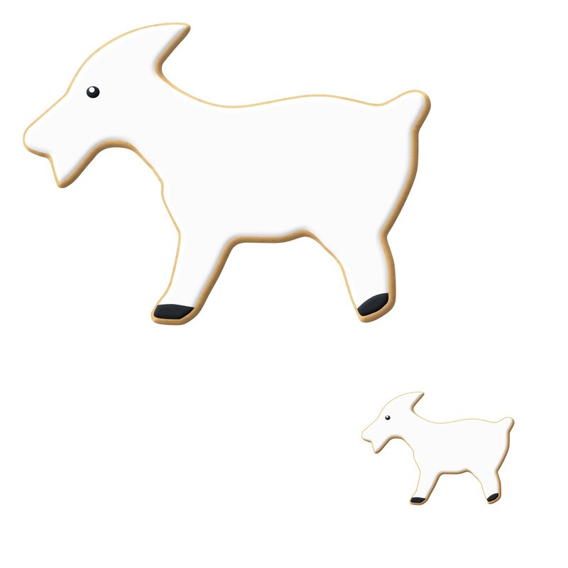 Goat Cookie Cutter 2 Pc Set. USA Tin Plate Steel - By CookieCutter.Com