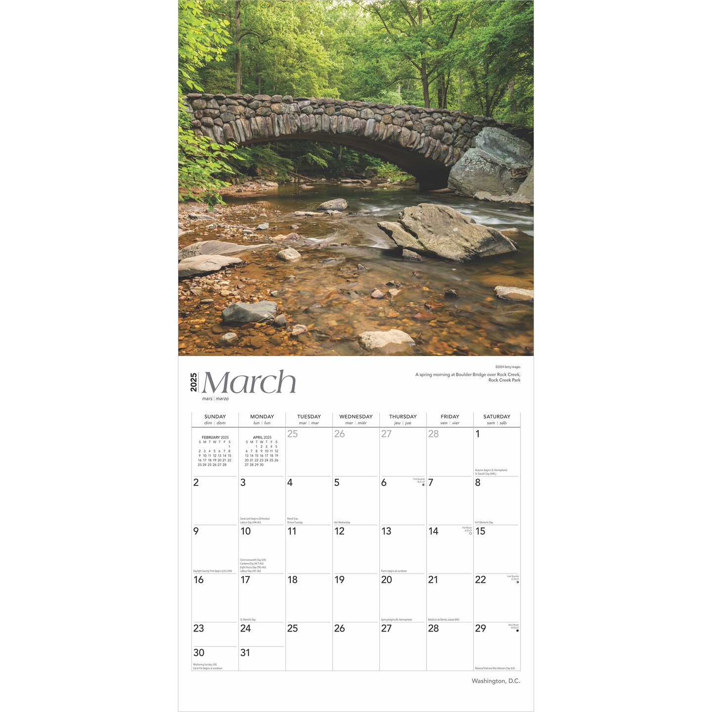 Washington D.C. | 2025 12 x 24 Inch Monthly Square Wall Calendar | Plastic-Free | BrownTrout | USA United States of America Capital Northeast City