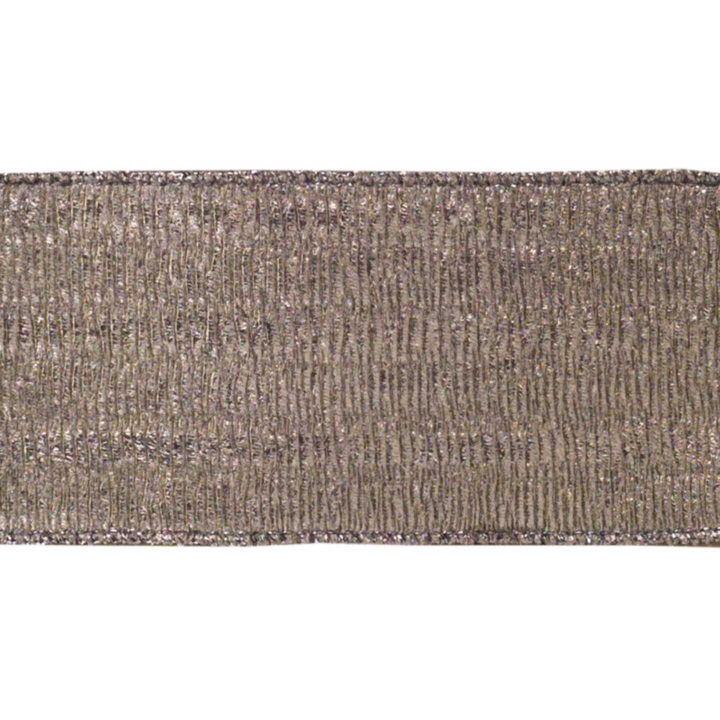Melrose Wired Rectangular Craft Ribbon - 2.5&#x201D; x 60 Yards - Brown and Silver