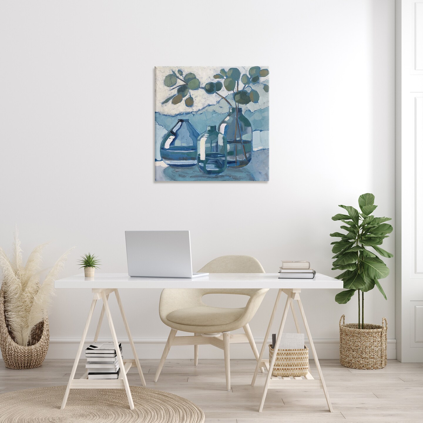 Stupell Industries Soothing Eucalyptus Ikebana Vases Canvas Wall Art