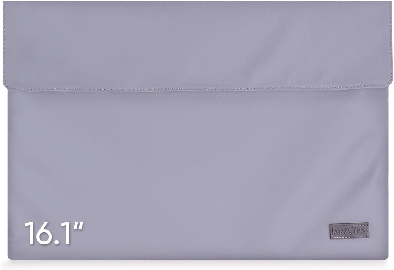16.1&#x22; Portable Monitor Sleeve Bag, PU Leather Case for Travel Monitor Laptop, Grey