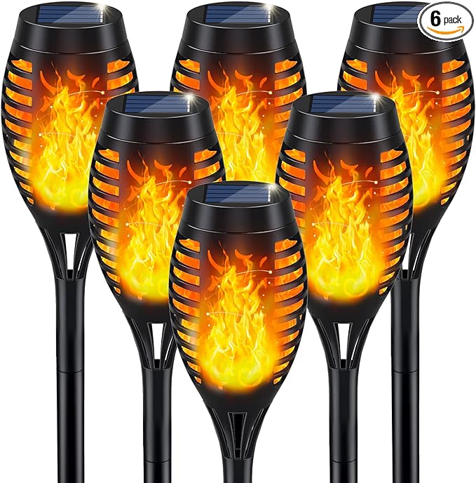 Solar Lights Outdoor, Solar Torch Light with Flickering Flame for Garden Decor, Solar Garden Lights, Waterproof Solar-Powered Outdoor Lights, Flame Torches for Outside Patio Pathway Yard Decorations