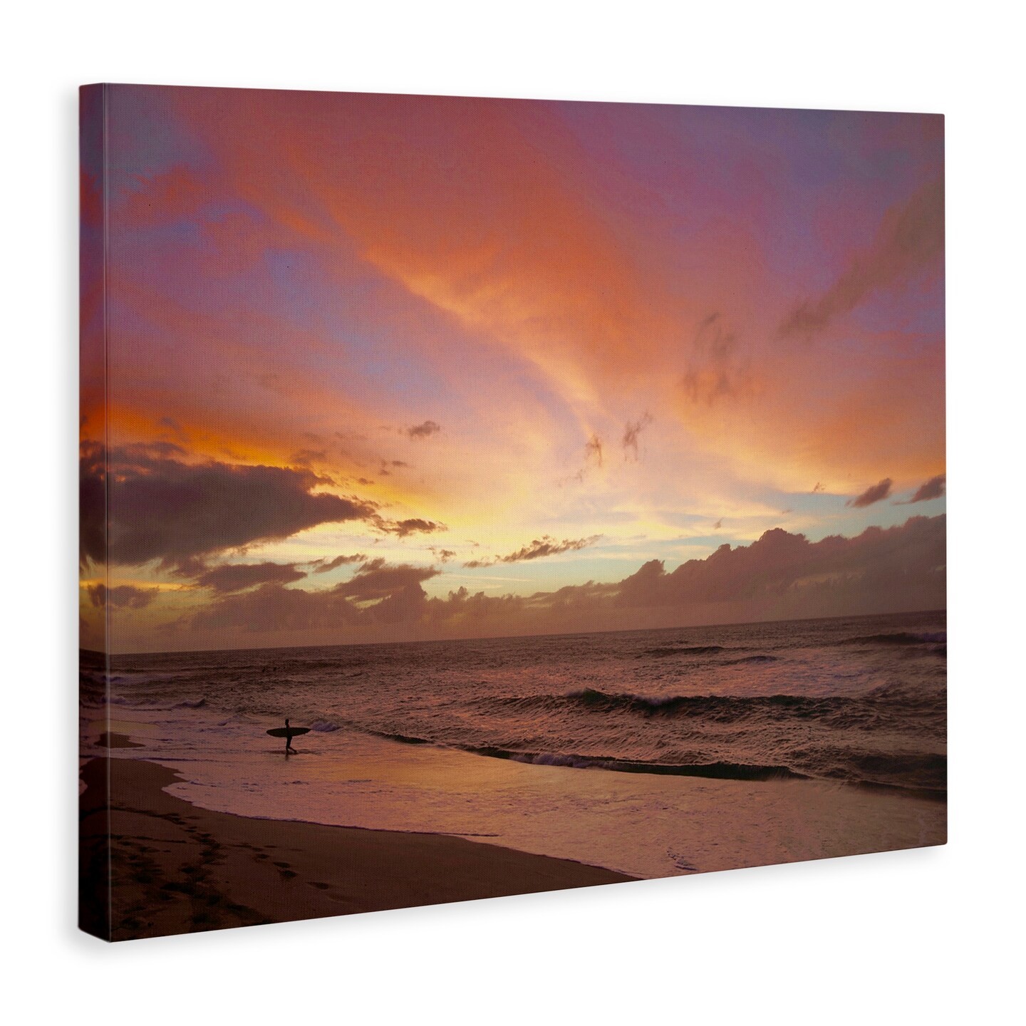 Stupell Industries Surfing Beach Waves at Sunset Canvas Wall Art