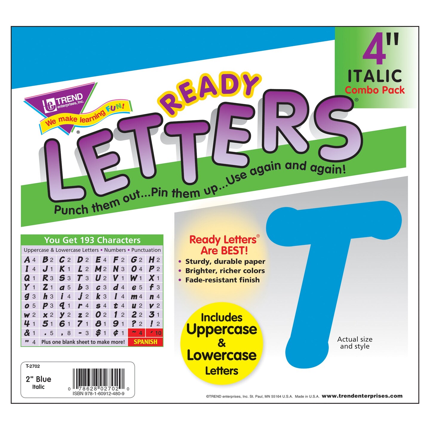 Blue 4&#x22; Italic Combo Ready Letters&#xAE;