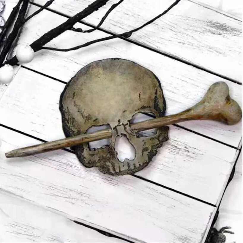 Halloween Women Lazy Hair Curler Hairpin Punk Skull Hair Pin Clip Accessories