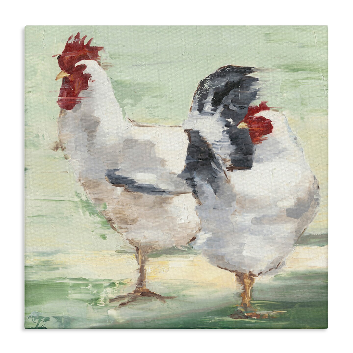 Stupell Industries Farmhouse Chickens Hens Painting Canvas Wall Art