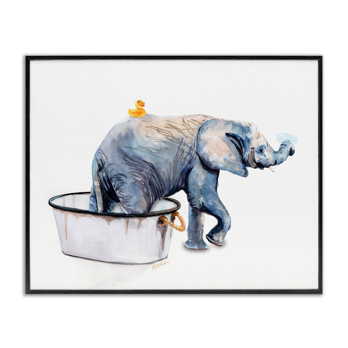 Stupell Industries Elephant &#x26; Rubber Duck Bath Framed Giclee Art