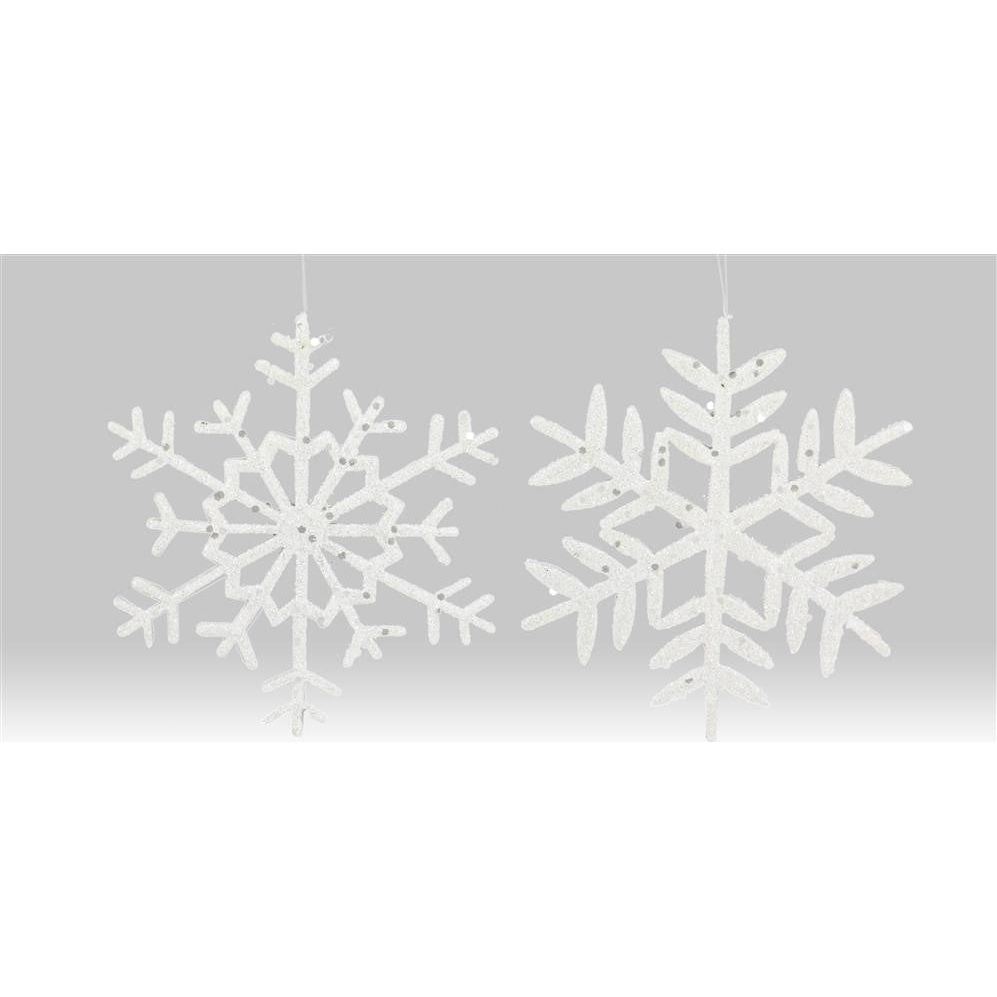 10&#x22; Glitter Snowflake Ornament: White (Asst 2)