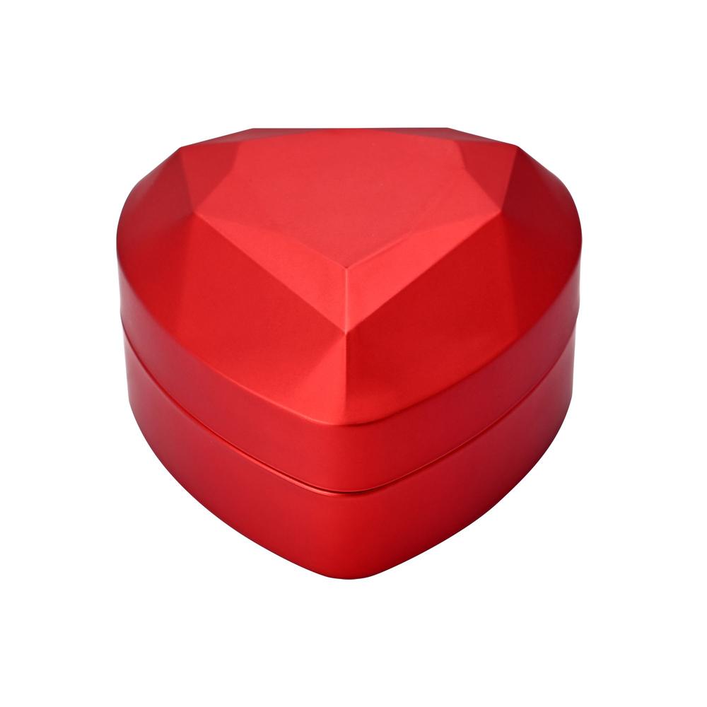 Edge Collections - Red - Illuminated Heart-Shaped Ring Display Box - 1 Piece
