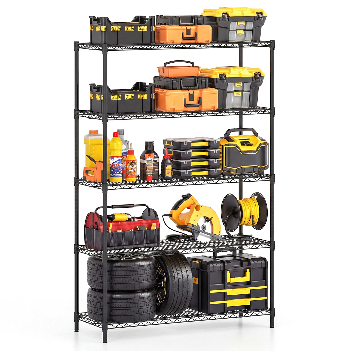 Heavy Duty Adjustable Metal Shelving 5-Tier Storage Rack 4000 lbs Black