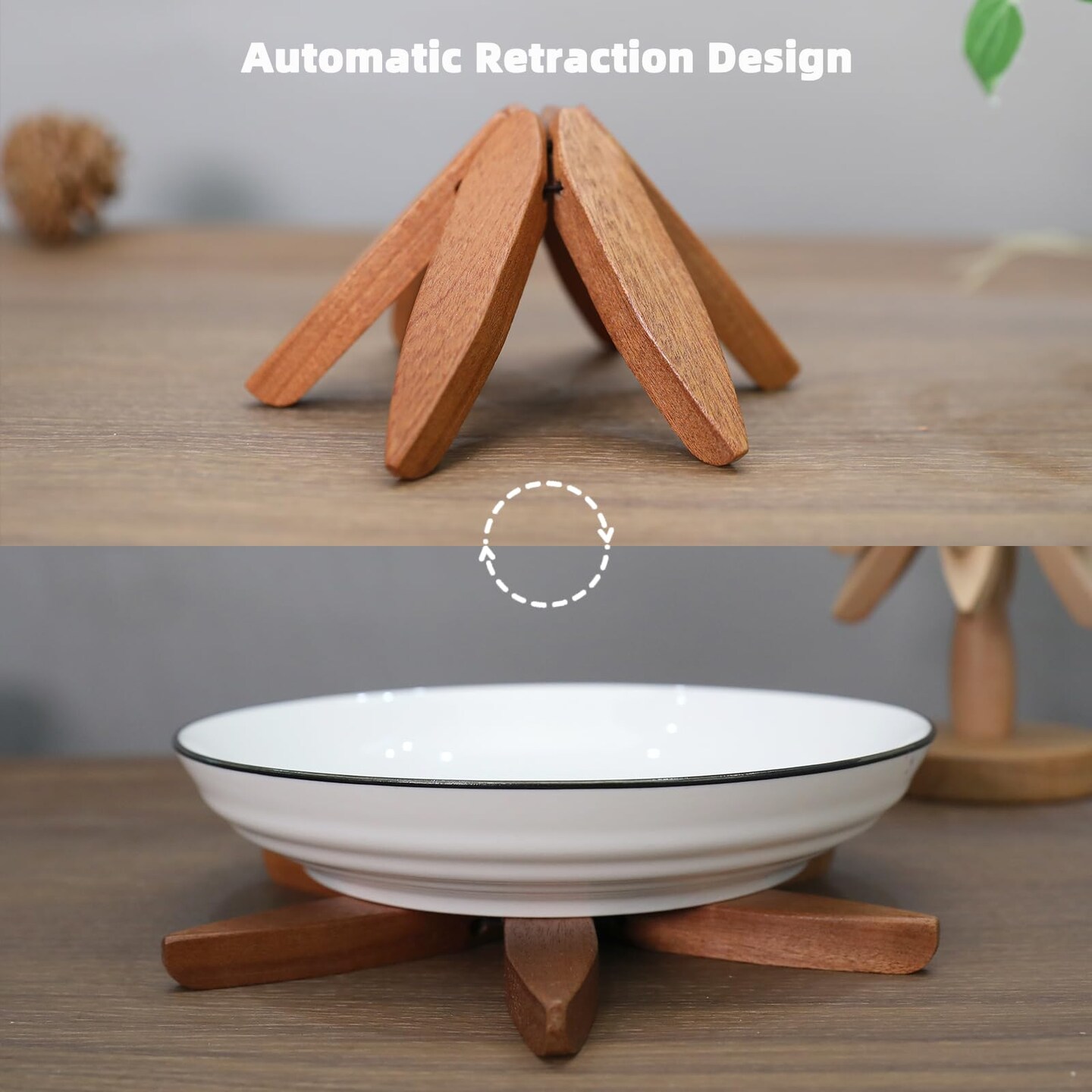 Wooden Trivets for Hot Dishes,Natural Foldable Kitchen Wooden Trivets for Hot Dishes - Tree Shape Trivet Set for Kitchen Counter Table Home Essentials