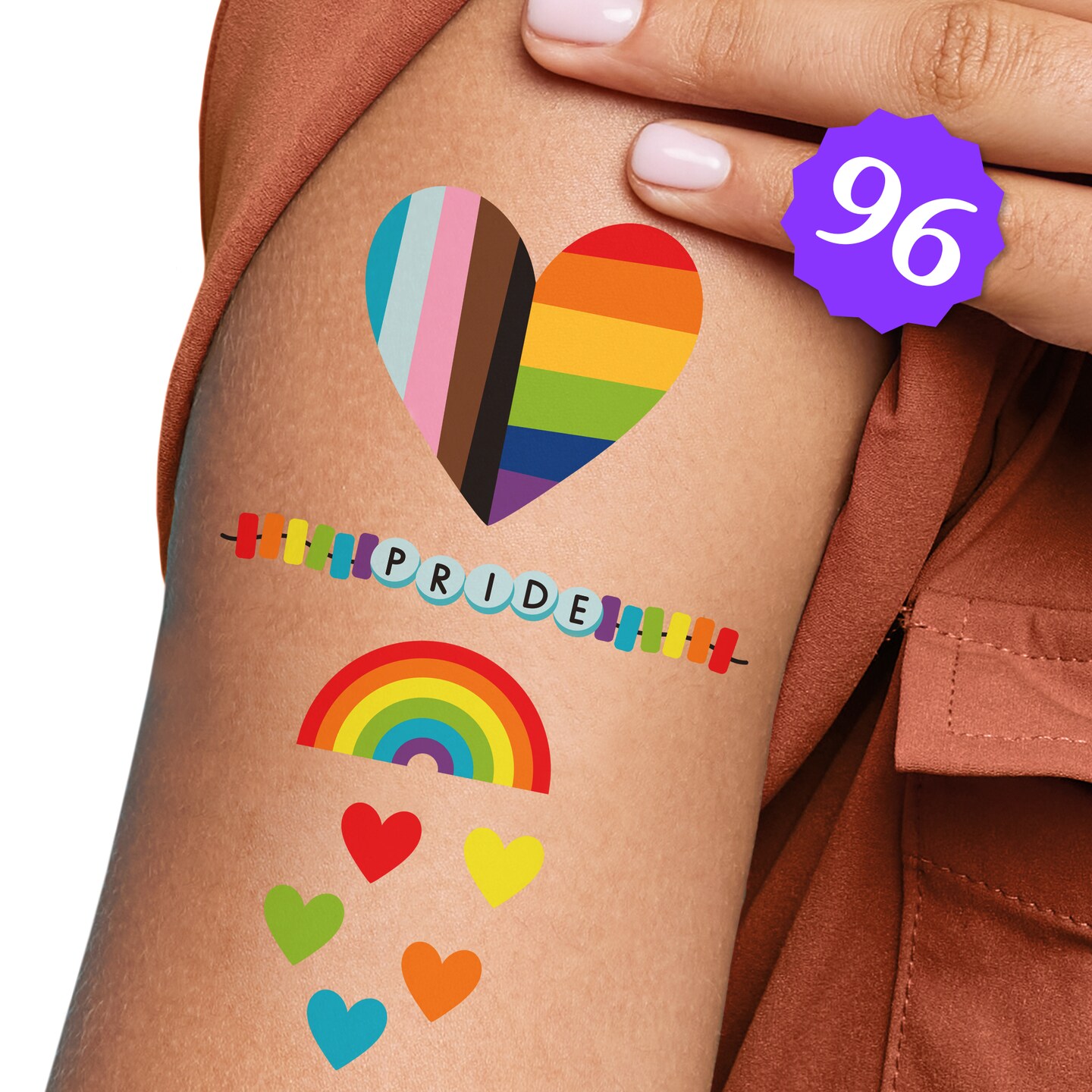Big Dot of Happiness Pride Rainbow Temporary Tattoos, Pride Parades Temporary Tattoos for LGBTQIA+ Gay Pride Month Event Favors,12 Sheets