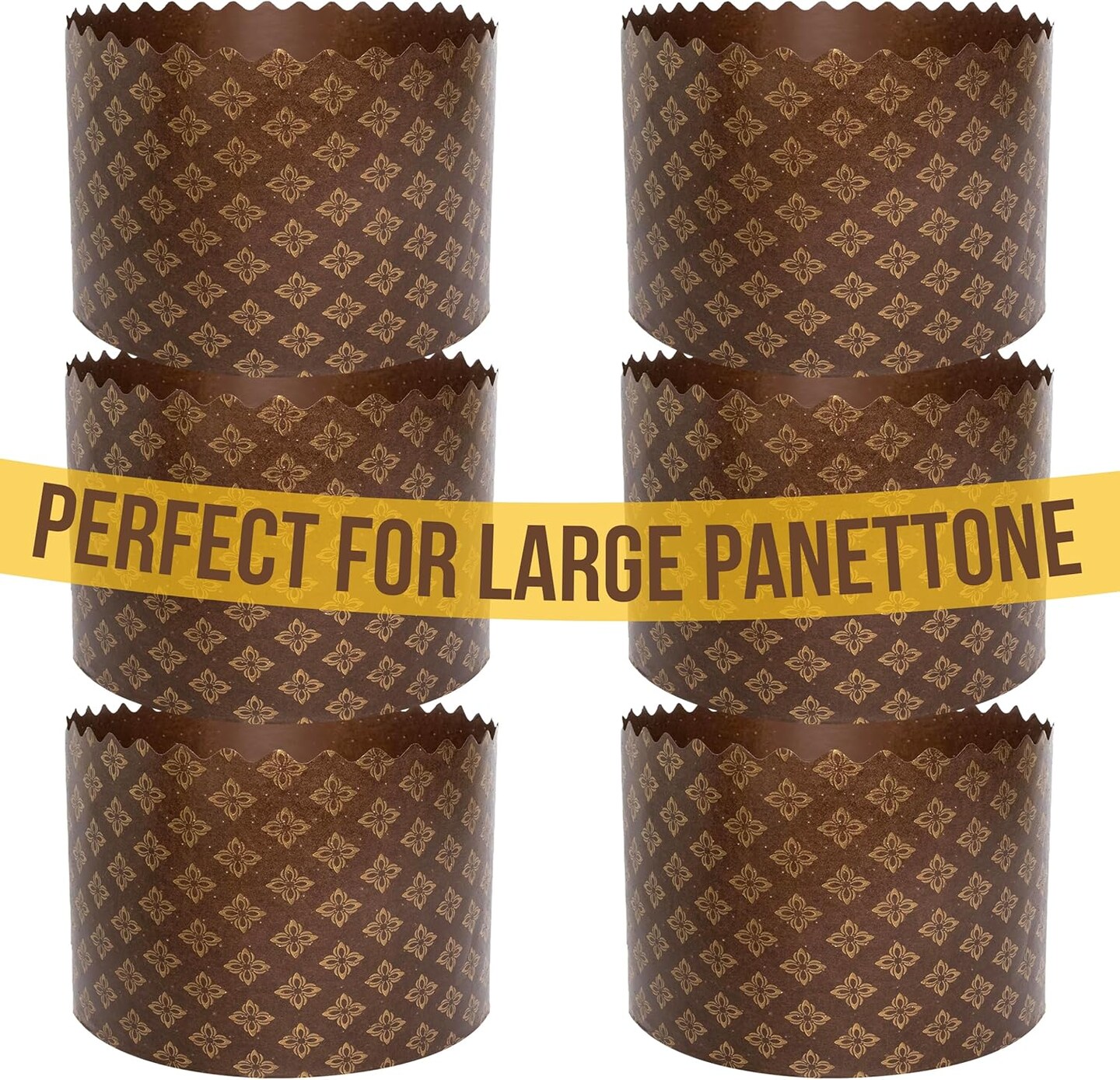 25 oz Easter Bread Forms Paska Mold Kulich |12 pcs| Easter Bread Paper Mold - Large Panettone Paper Mold - Brown Panettone Paper Baking Molds Universal - Brown Design W 5.9 x H 3.95-In