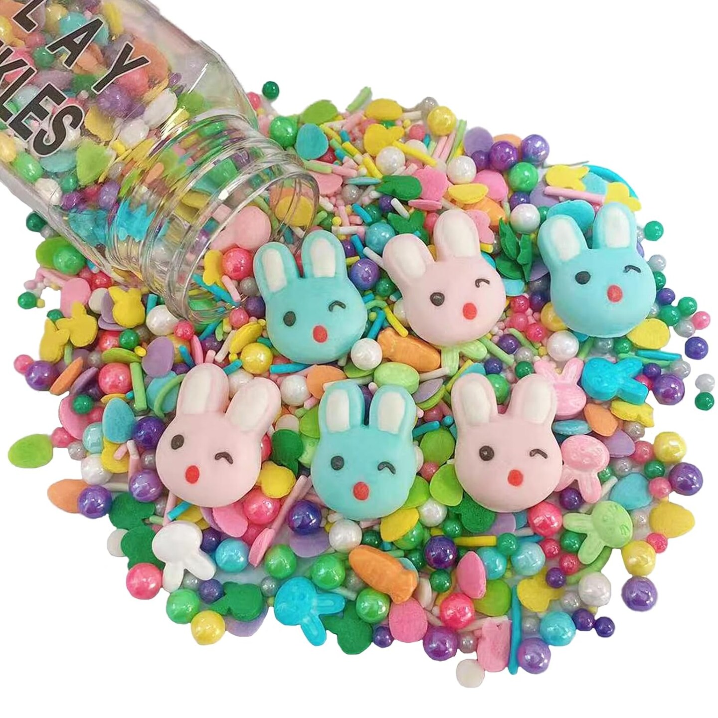 Easter Sprinkles Edible Rabbit Bunny Carrot Sugar Pearls for Easter Cake Decorating Baking Cookie Cupcake Toppers Decorations Easter Valentine Halloween Birthday Supplies