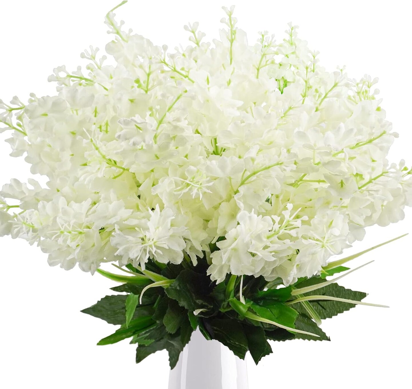 6Pcs Artificial Fake Silk Wisteria Flowers, 13.7&#x27;&#x27; Faux Hyacinth Flowers for Home Garden Outdoor Cemetery Grave Fences Spring Summer Decor Floral Arrangements, White