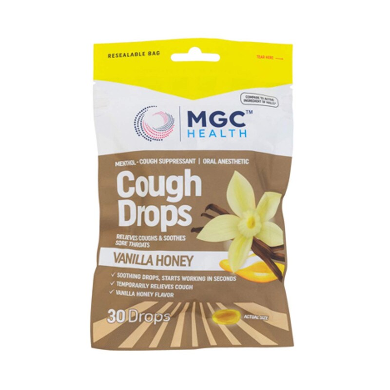 MGC Health Cough Drops 30ct Cherry Flavor Relief
