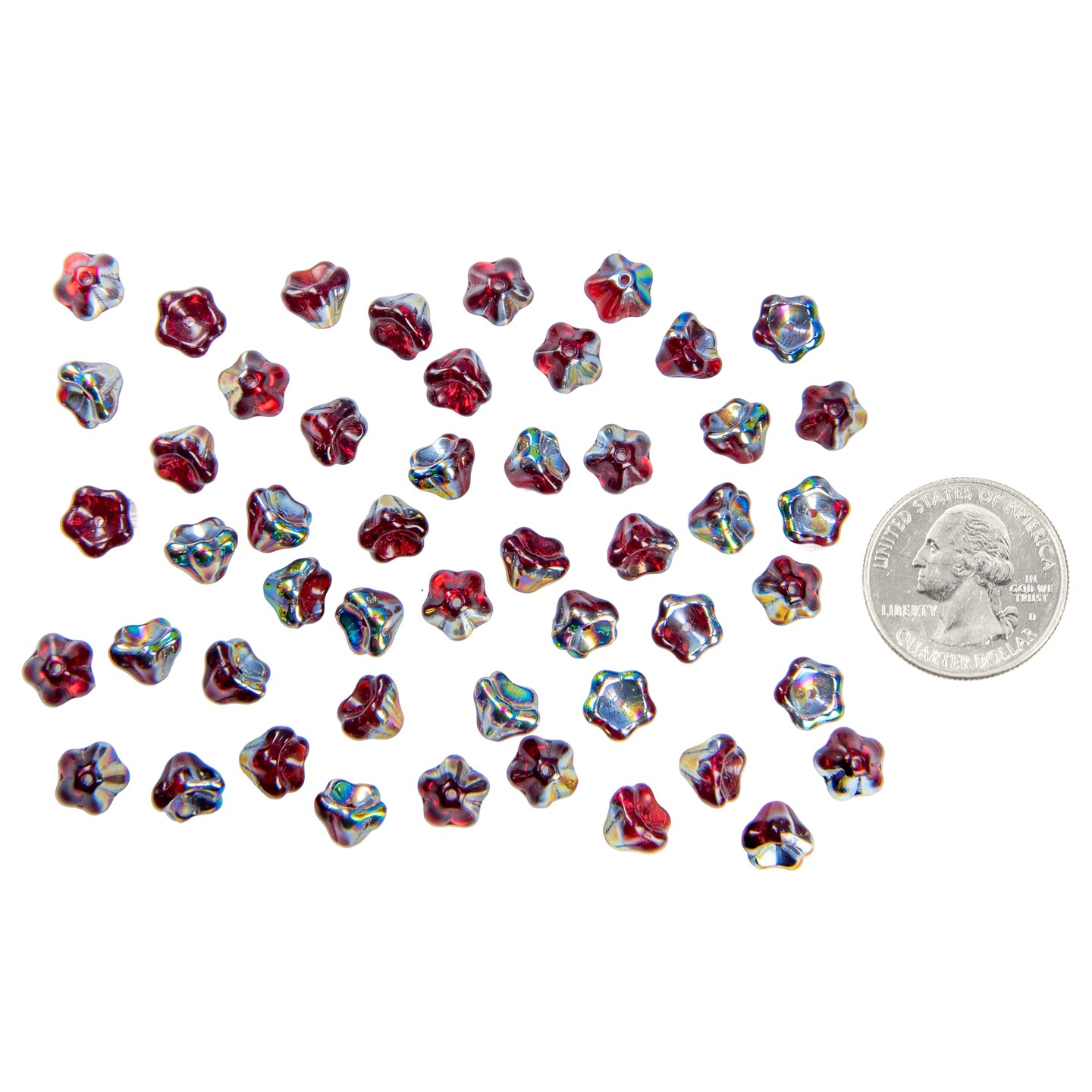 8x6mm Siam Ruby Vitral Glass Bell Flower Beads One Strand GB-FB33