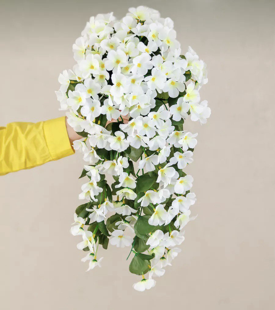 Artificial Hanging Flowers Plants for Outdoor Spring Decoration Silk Violet Vines for Outside Summer Decoration Purple Orchid Fake Flowers Porch Planter Balcony