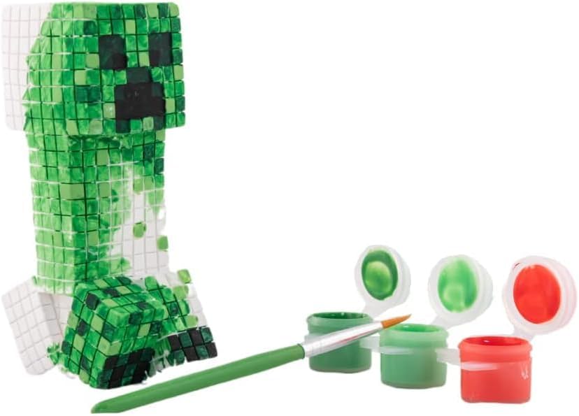Paint Your Own Figurines Set - Bundle with DIY Painting Set Featuring Creeper and Wolf Plus Stickers, More | Minecraft Painting Kit for Kids, Boys, Girls