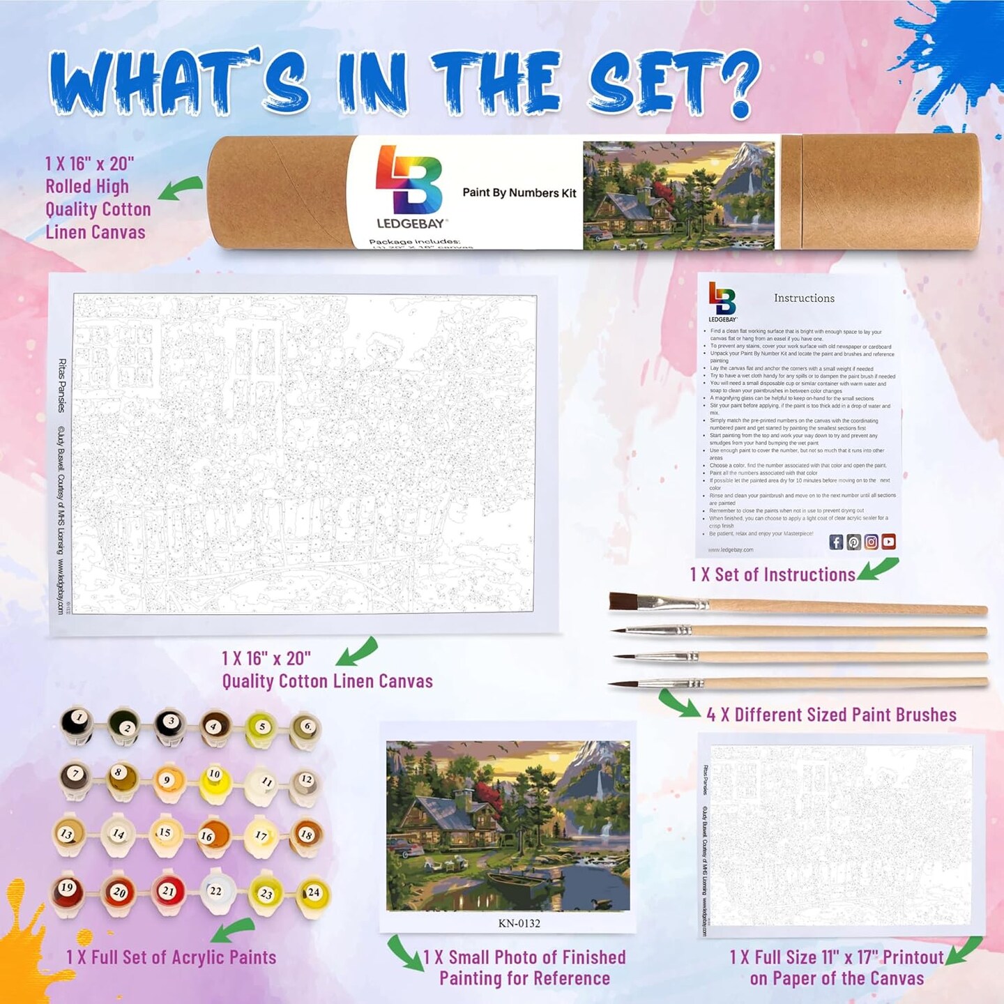 Paint by Numbers Kit for Adults (Mountain Paradise 16" x 20" Unframed)
