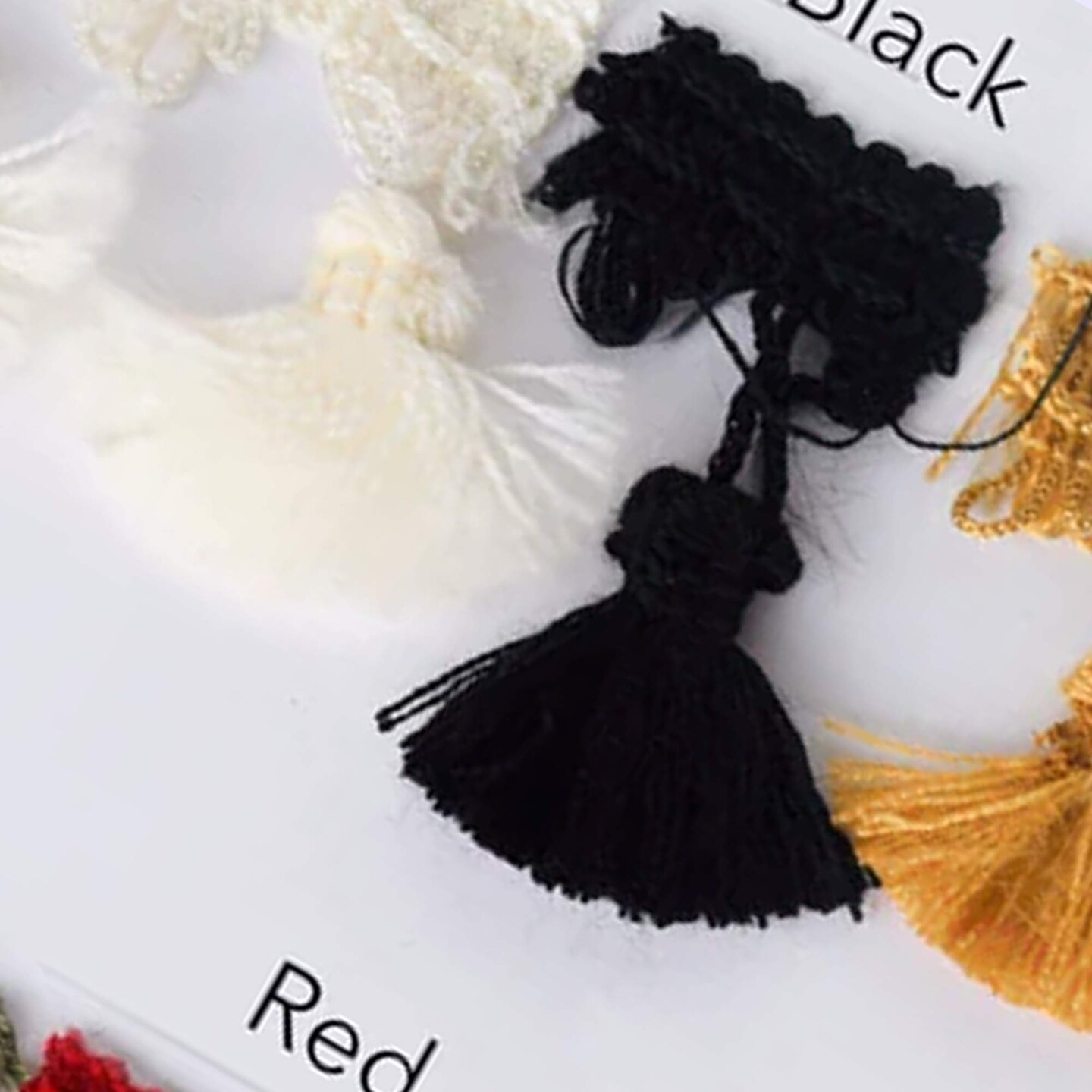 1 Yard Black Chunky Tassel Fringe Trim with Braided Gimp 2 Inch Wide for Home Decor