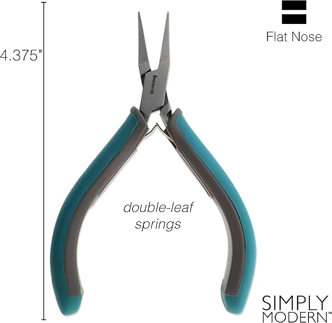The Beadsmith Simply Modern Half Round/Half Flat Nose Pliers, with polished steel head, comfortable contoured grip handles and double-leaf springs, tool for jewelry making