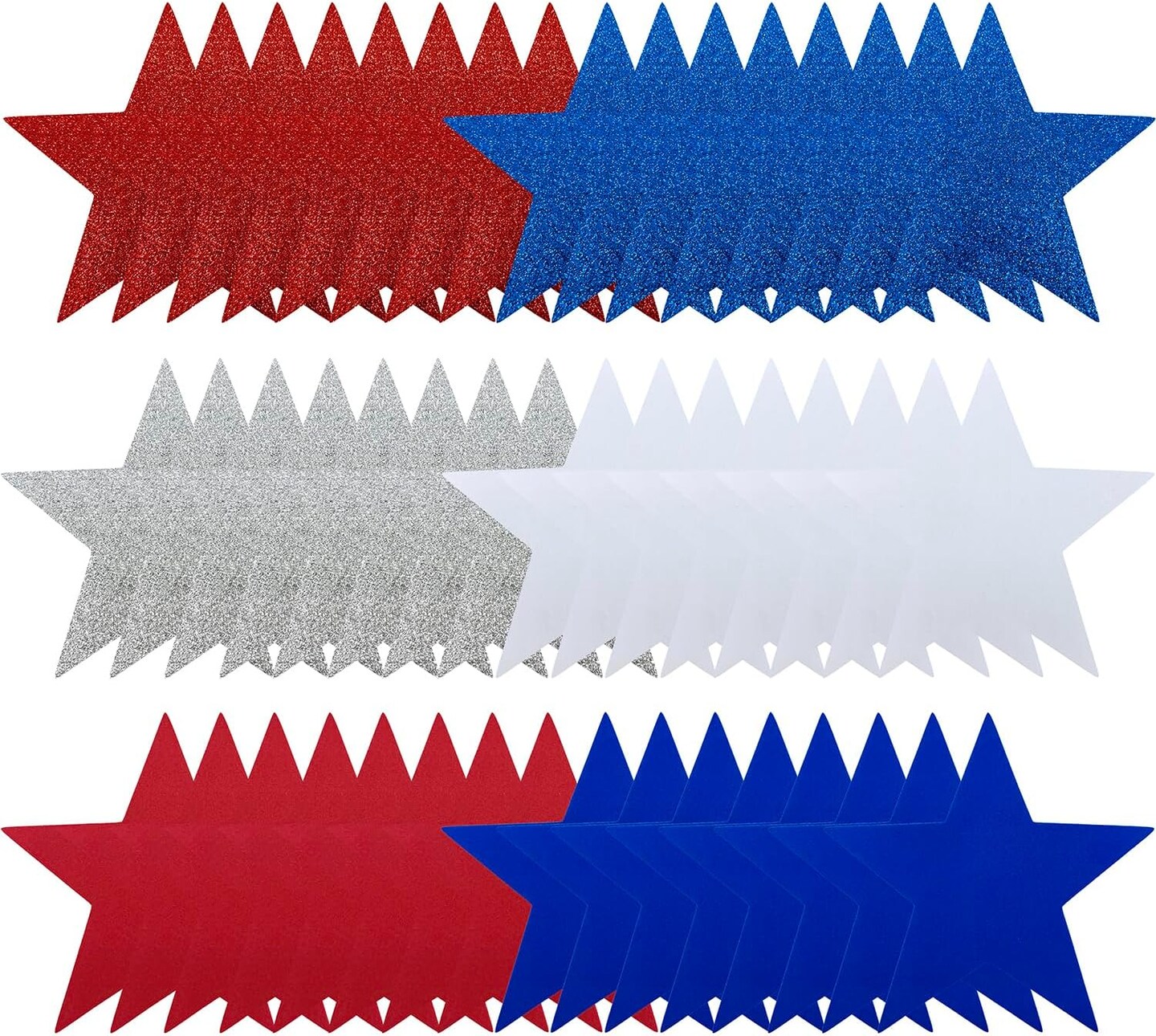 48 Pcs 6 Inch - 4th of July Independence Day Foam Stars for Crafts, Red White and Blue