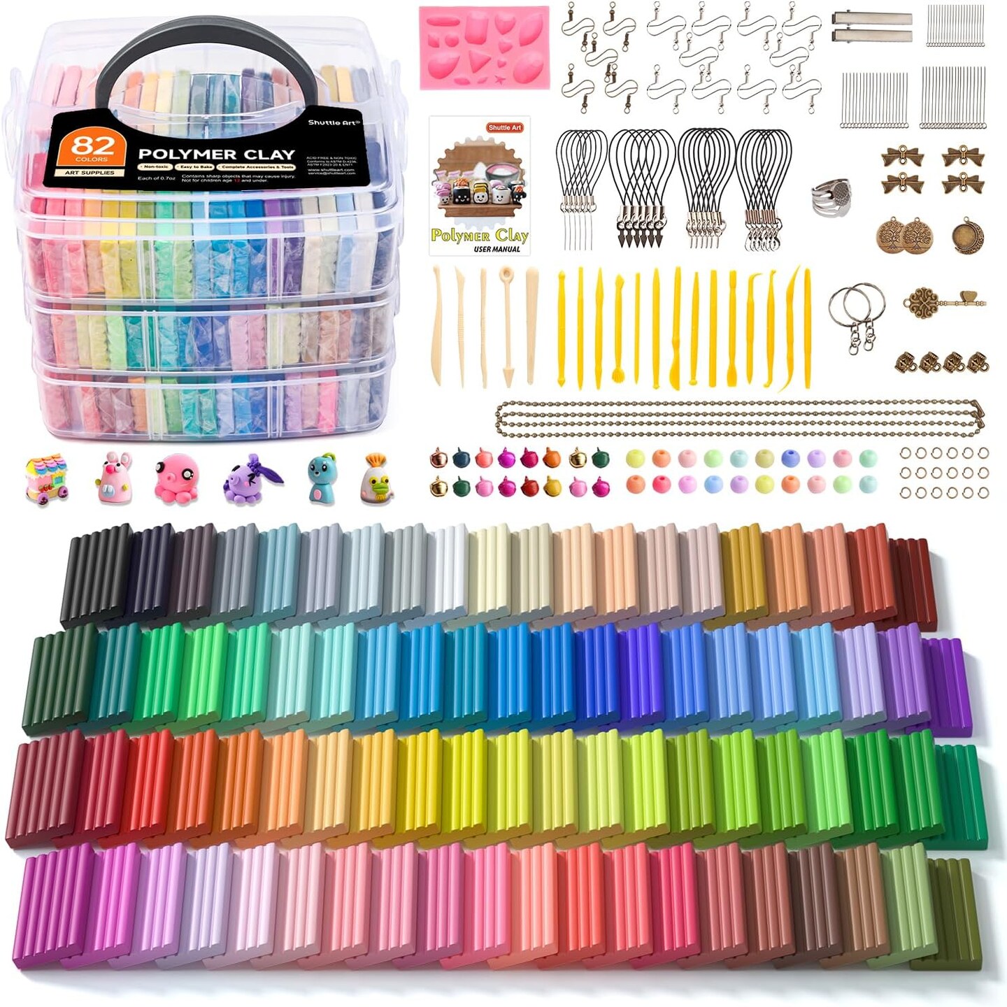 82 Colors Polymer Clay Kit with 19 Clay Tools