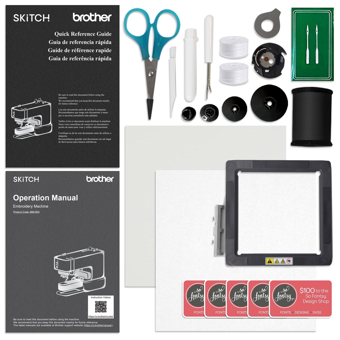 Brother Skitch PP1 4&#x22; x 4&#x22; Embroidery Machine with 250+ Accessories