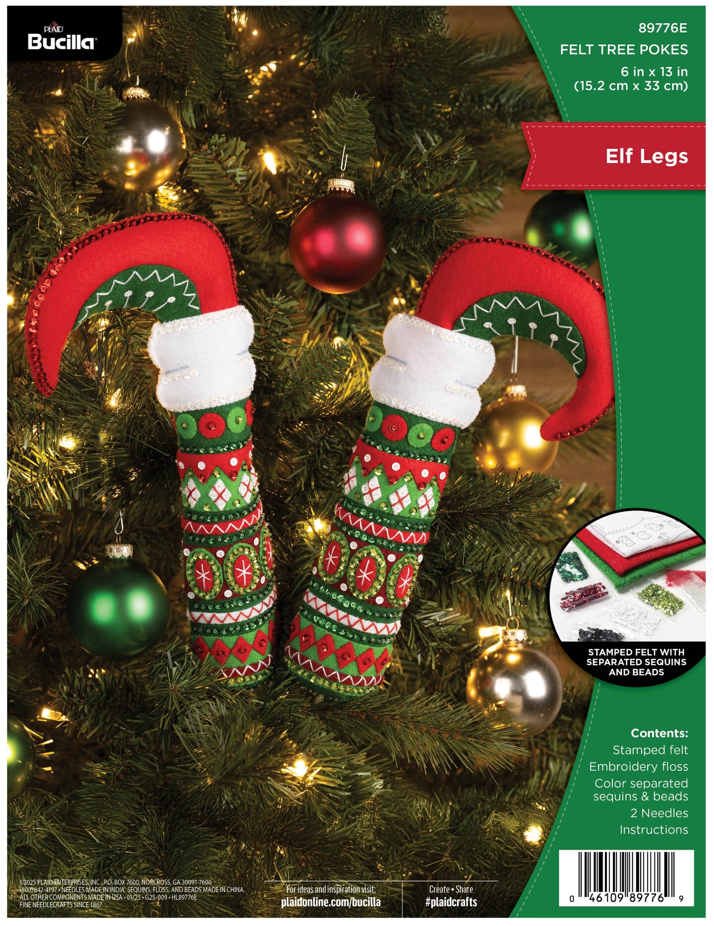 Bucilla Felt Dcor Applique Kit 6"x13"-Elf Legs Tree Pokes