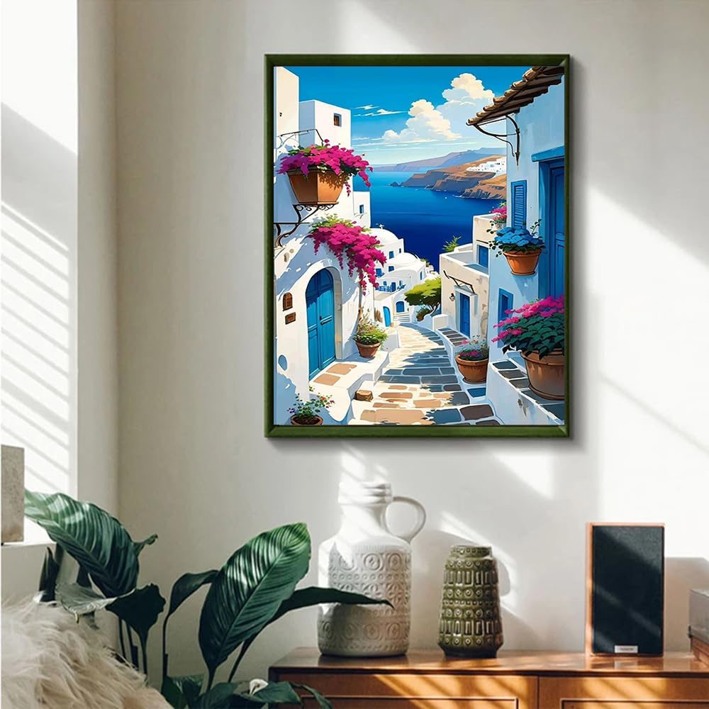 Sunset Santorini Paint by Numbers Kit for Adults (16x20 inch)