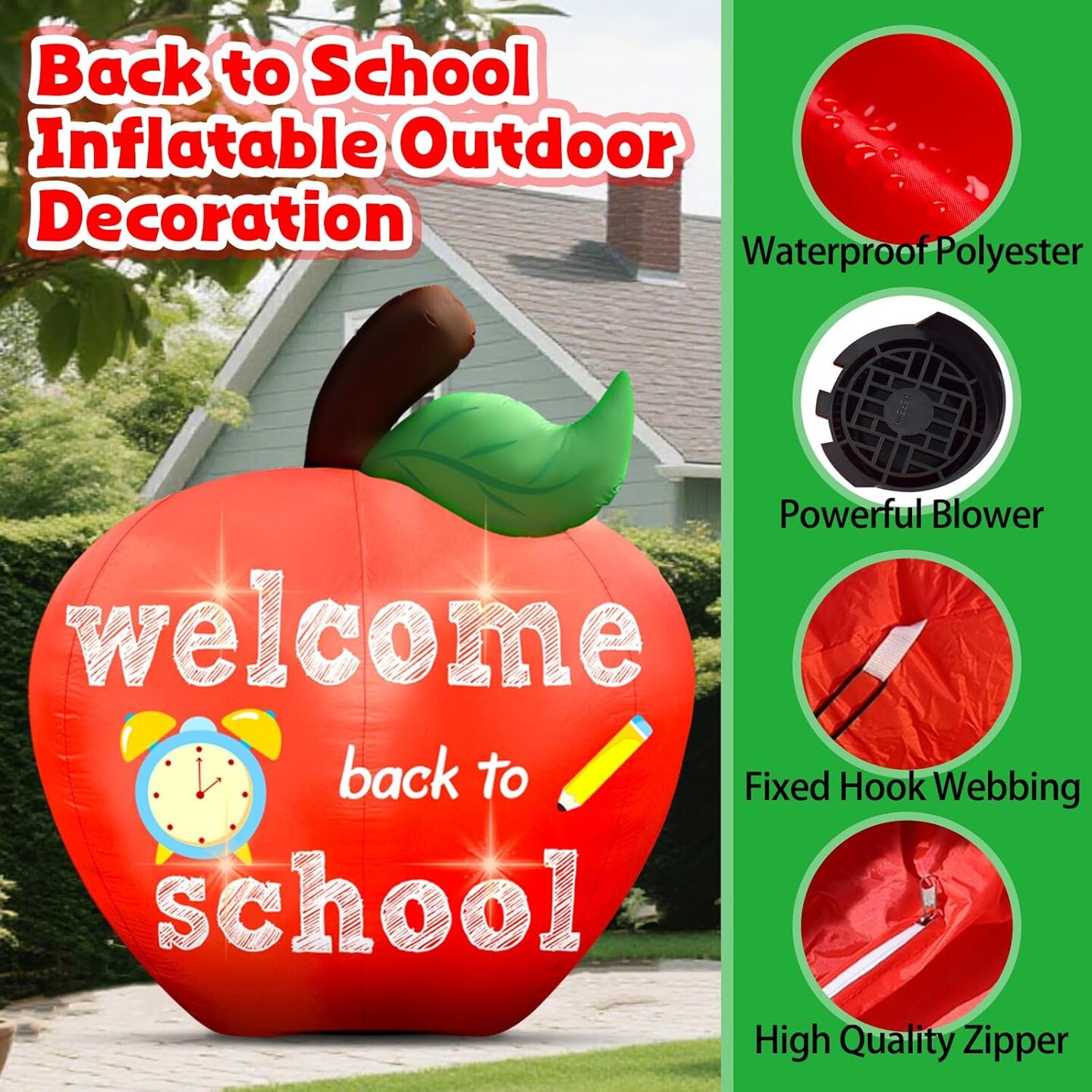 7FT Welcome Back to School Inflatable Apple Outdoor Decorations