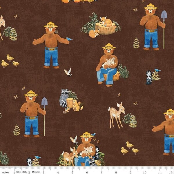 Main in Bark (cd16500-bark) | Friends of Smokey Bear | Riley Blake Designs | Riley Blake