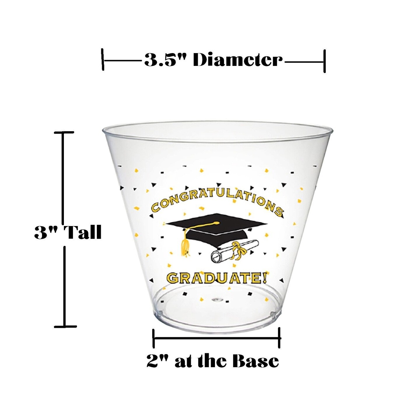 Party Essentials Plastic Printed Party Cups/Tumblers, Graduation, 20-Count,(Pack of 1)