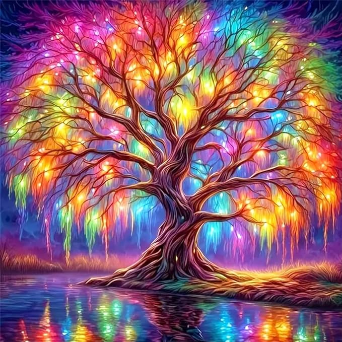 Tree of Life Diamond Painting Kits for Adults,Full Drill Diamond Art Kits for Beginners,Round 5D DIY Diamond Dots Paintings, Diamonds Pictures Gem Art and Crafts Home Decor 13.78x13.78 inch