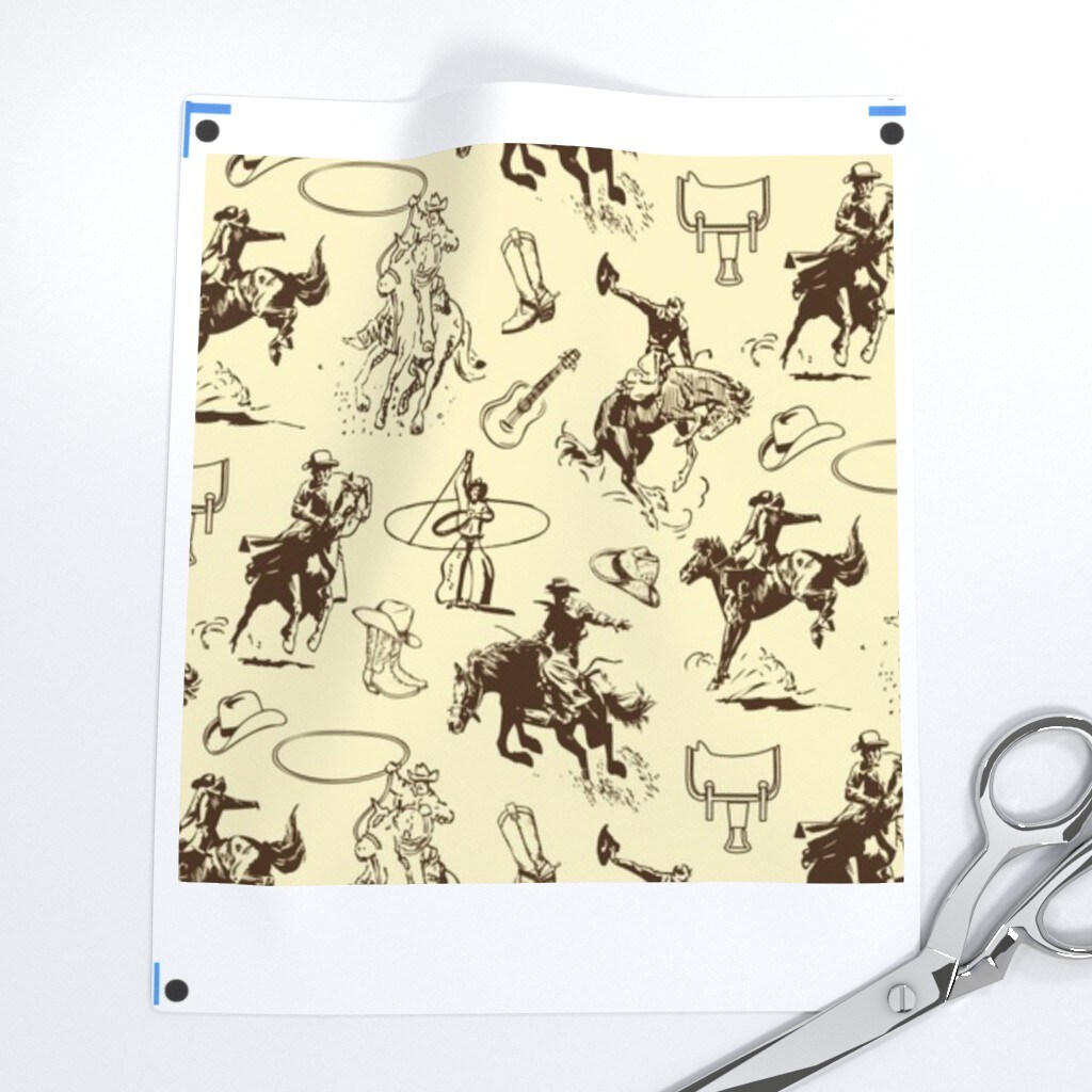 Cowboy Cowgirl Horse Lovers Horses Bronc Riding Roping Rodeo Western Theme Country Custom Printed Fabric by Spoonflower Various Fabrics by the Yard or Fat Quarter