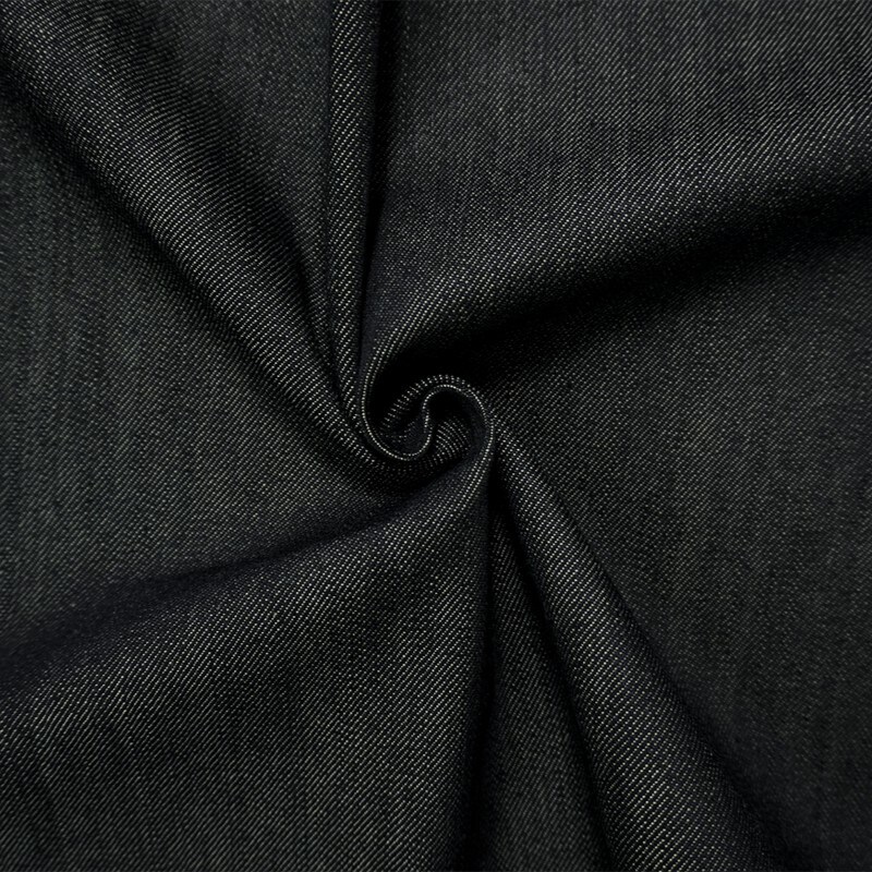 Dark Black 11 oz. Famous Denim Co. Cotton Stretch Denim Twill Woven Fabric By the Yard