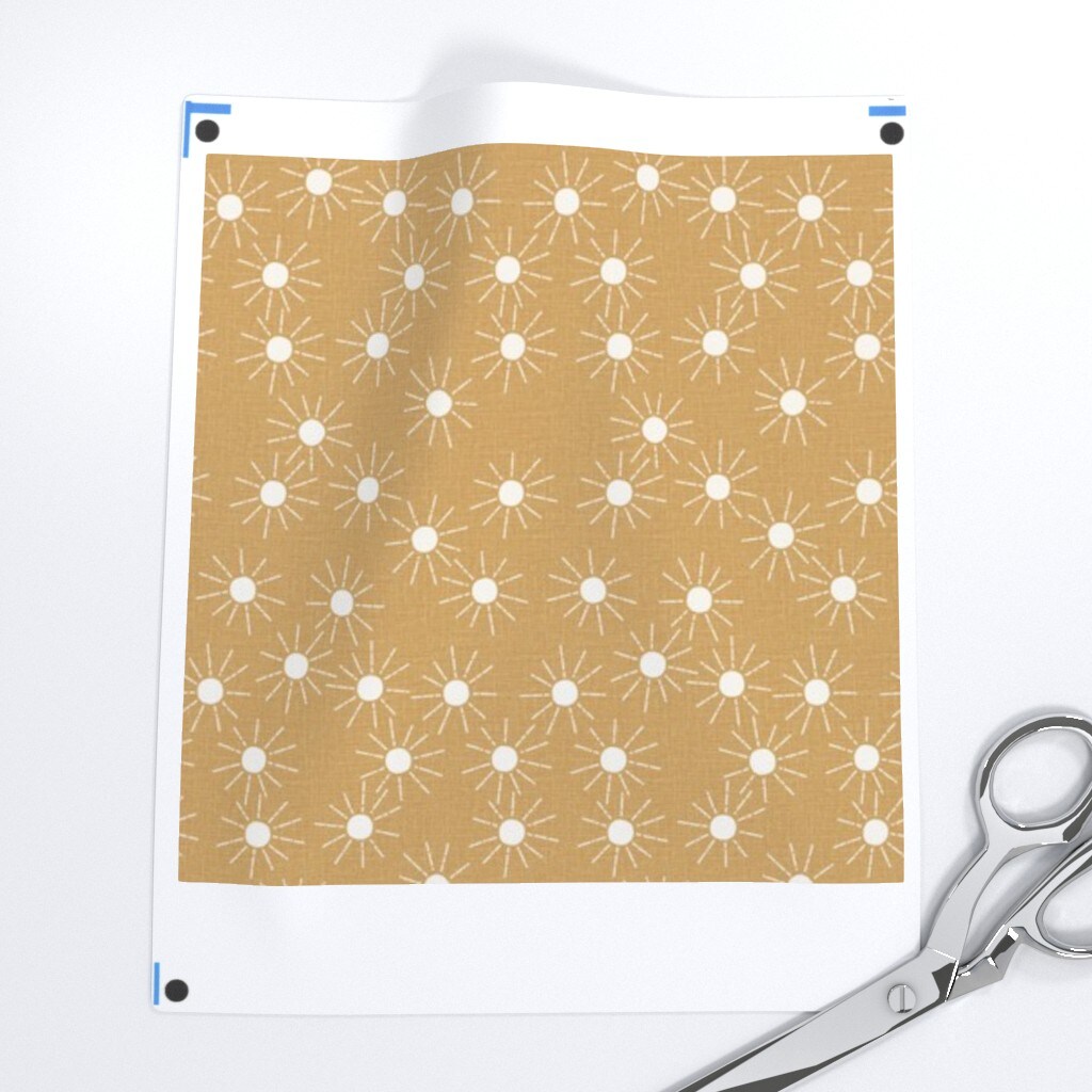 Mini Micro Mustard Suns Summer Sunshine Sun Spring Tiny Custom Printed Fabric by Spoonflower Various Fabrics by the Yard or Fat Quarter
