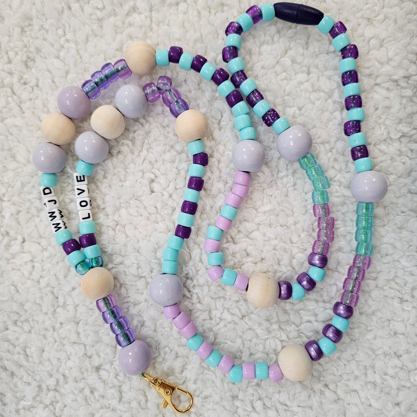 Beaded Lanyard, ID Holder, WWJD, Colorful Beaded Lanyards, Beaded